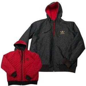 Adidas Men's Thick Heavy Reversible Jacket with Hood - Size Large